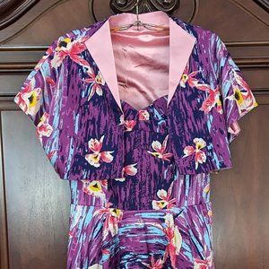Deadly Dames Micheline Pitt PUG Hawaiian Hideaway Dress EUC